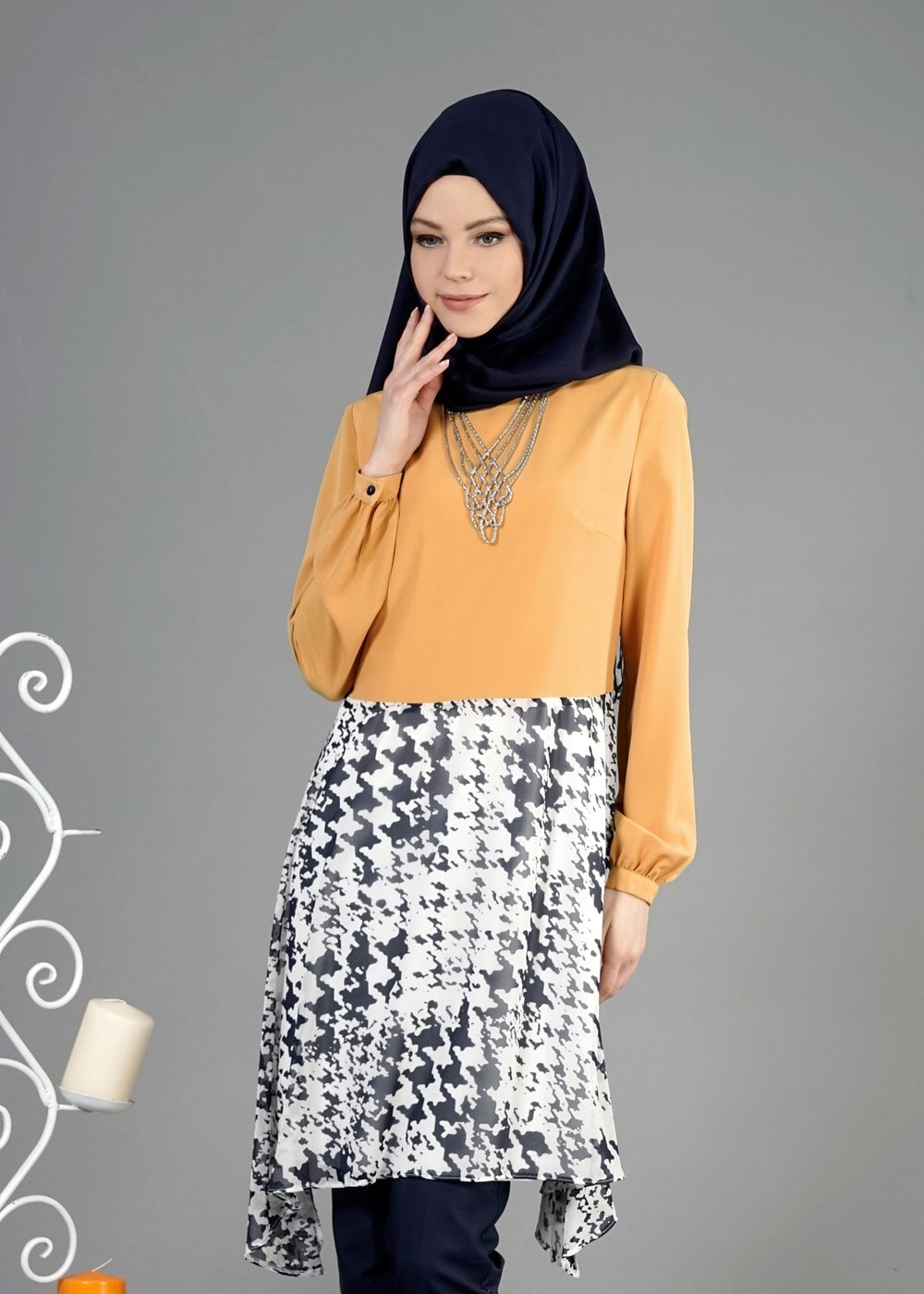 Tesettür giyim TURUNCU T 4642 Criss Tunik-Alv Fashion