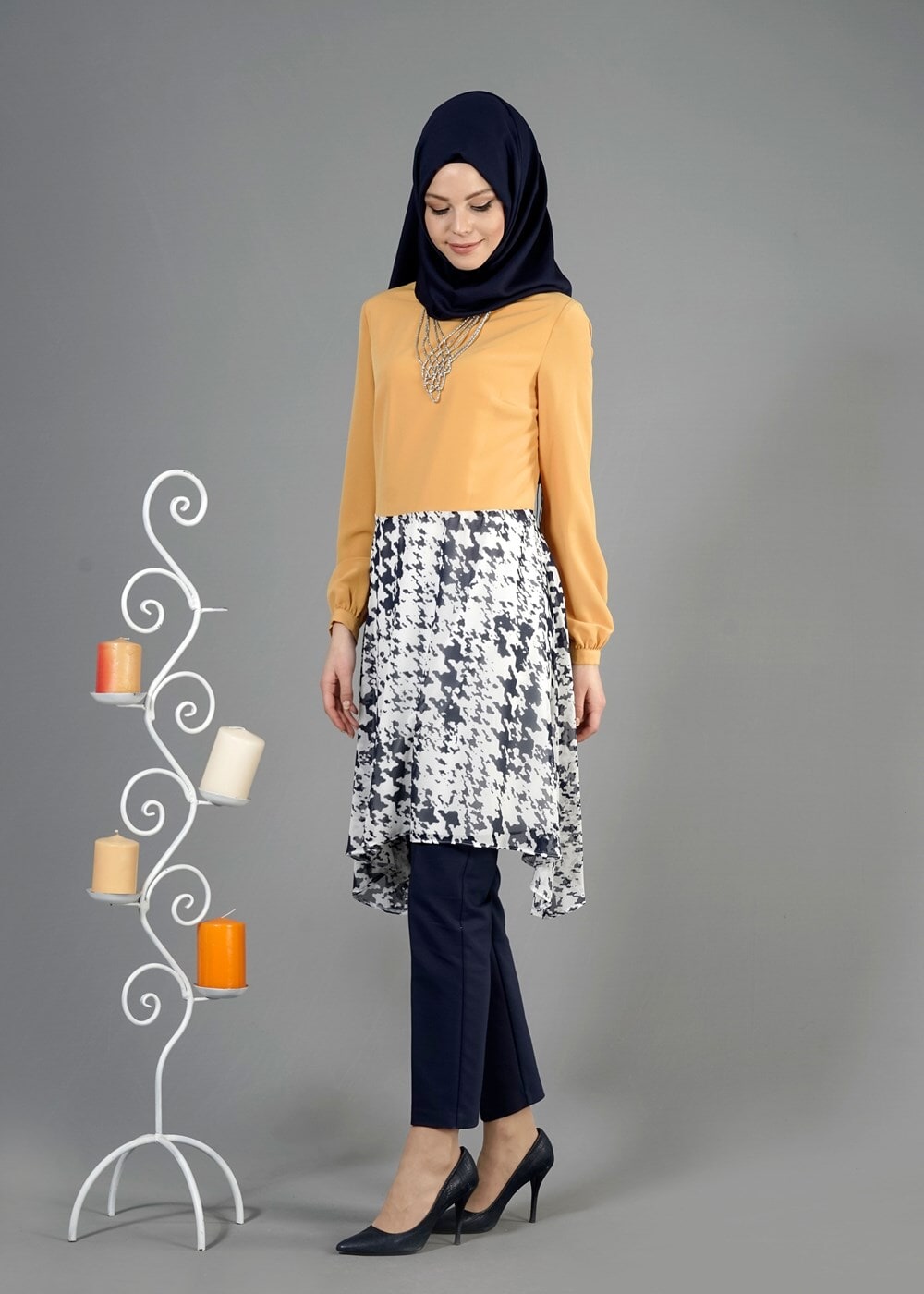 Tesettür giyim TURUNCU T 4642 Criss Tunik-Alv Fashion