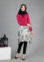 Tesettür giyim FUŞYA T 4642 Criss Tunik-Alv Fashion