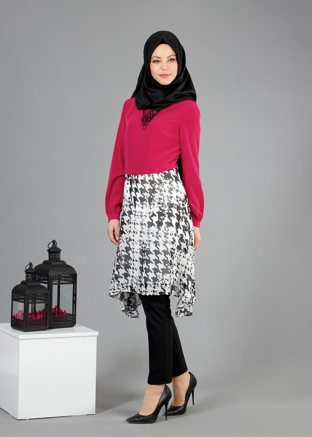 Tesettür giyim FUŞYA T 4642 Criss Tunik-Alv Fashion