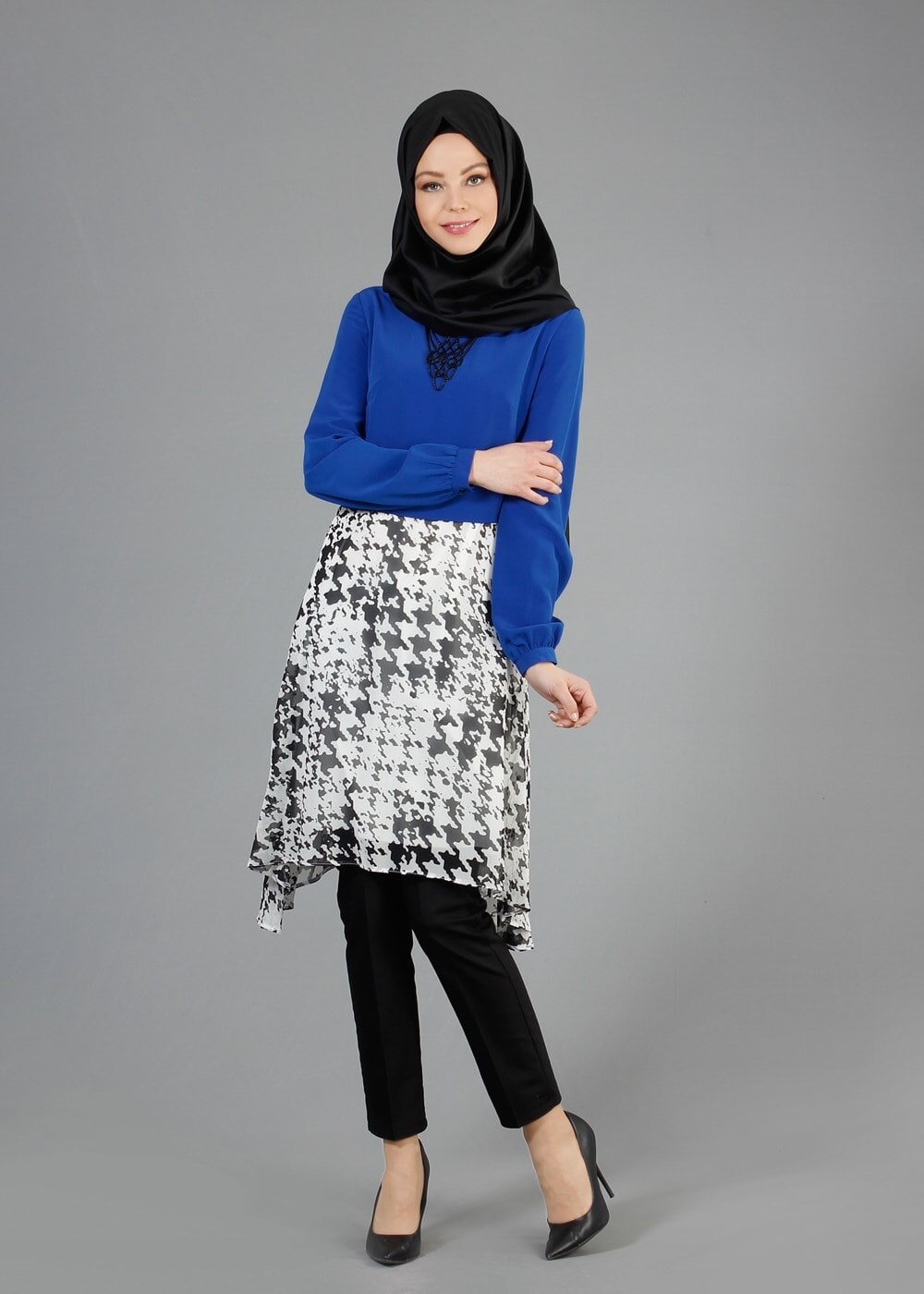 Tesettür giyim LACİVERT T 4642 Criss Tunik-Alv Fashion