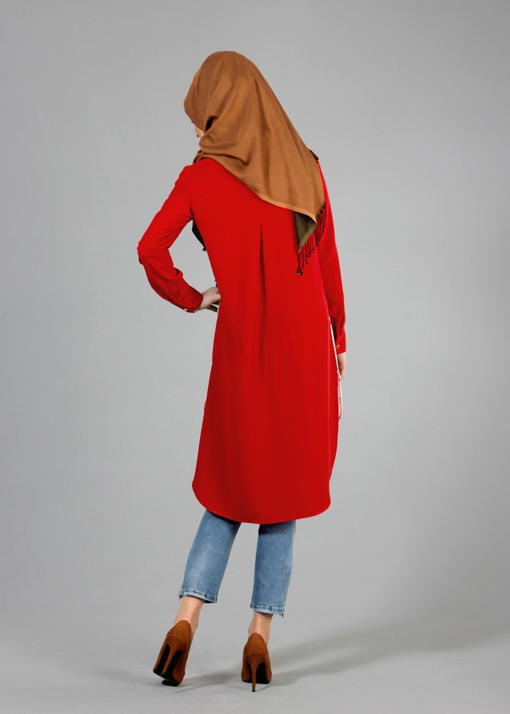 Tesettür giyim KIRMIZI T 4646 Criss Tesettür Tunik-Alv Fashion