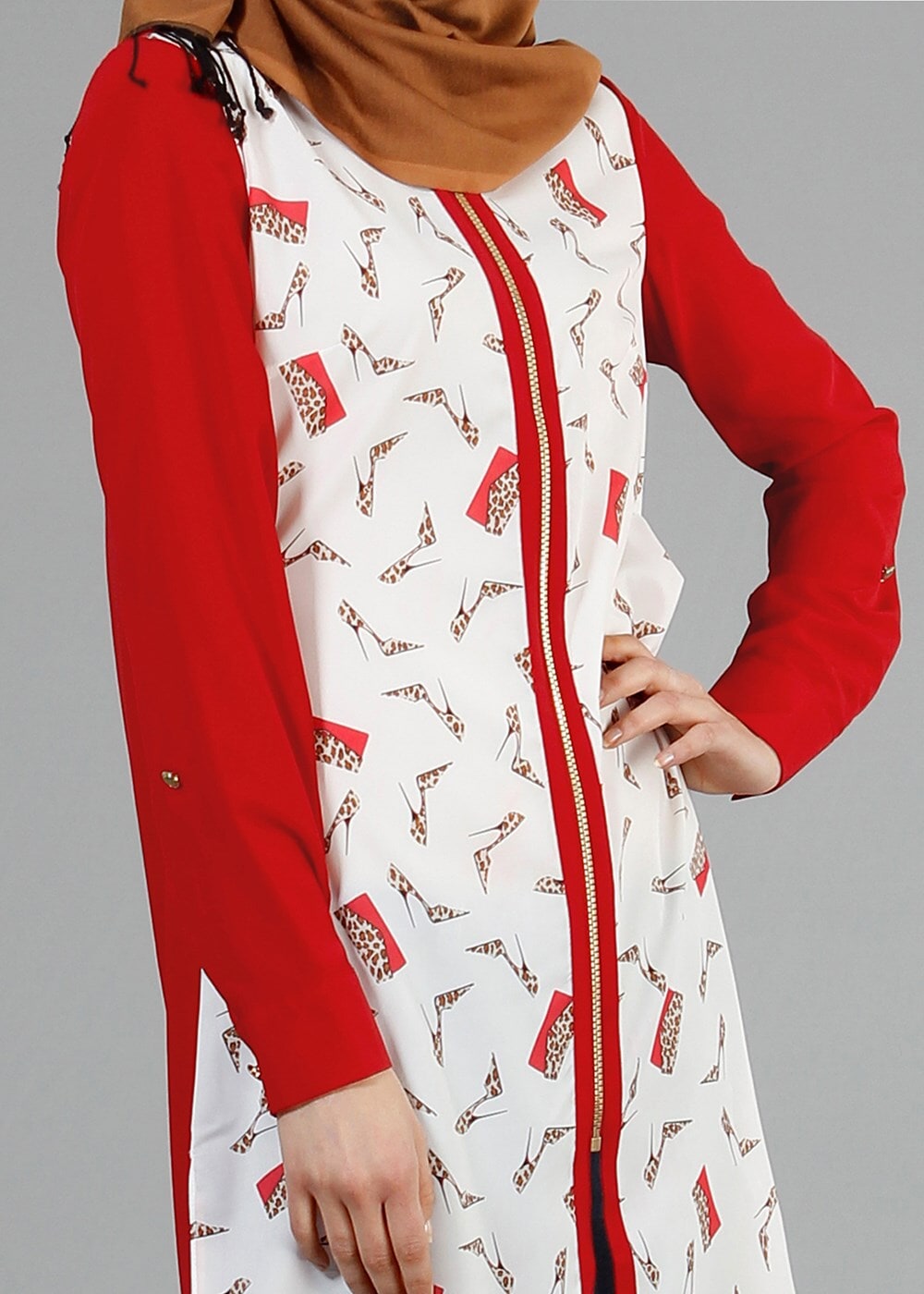 Tesettür giyim KIRMIZI T 4646 Criss Tesettür Tunik-Alv Fashion