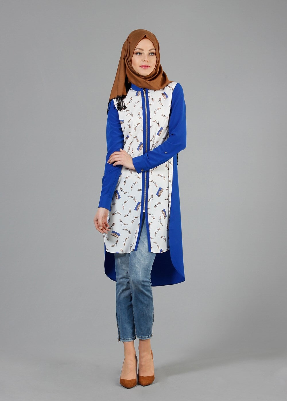 Tesettür giyim LACİVERT T 4646 Criss Tesettür Tunik-Alv Fashion