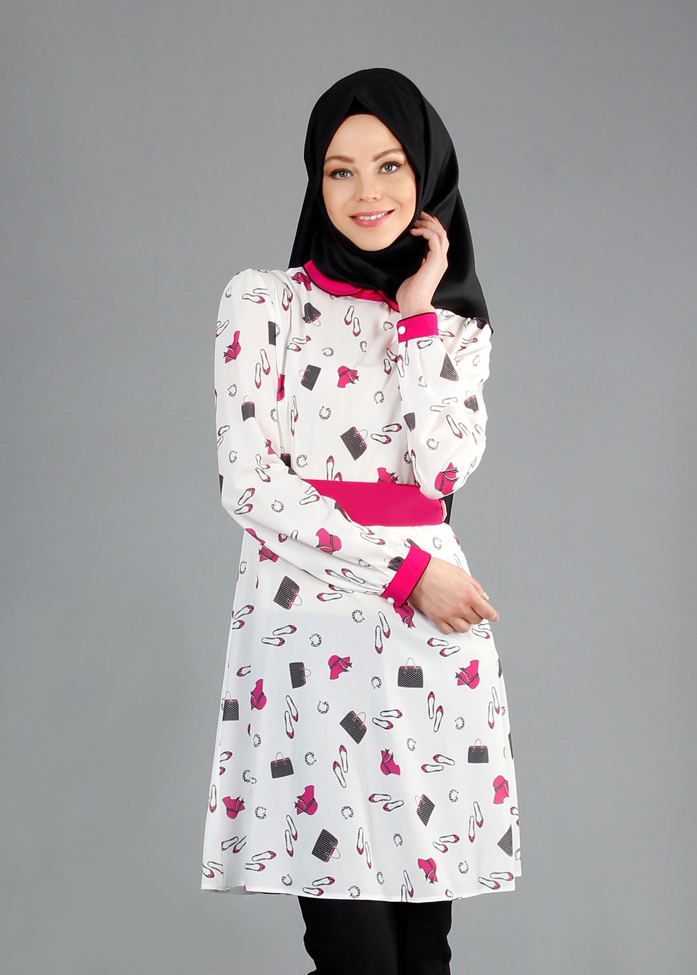 Tesettür giyim EKRU T 4679 Verso Tesettür Tunik-Alv Fashion