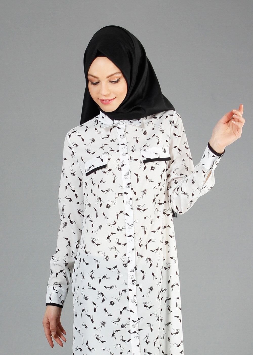 Tesettür giyim KREM T 4681 Rosa Tesettür Tunik-Alv Fashion