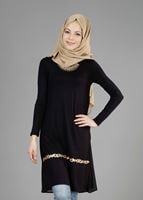 Tesettür giyim SİYAH T 4692 New Viskon Tesettür Tunik-Alv Fashion