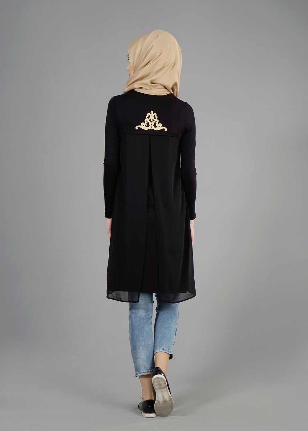 Tesettür giyim SİYAH T 4692 New Viskon Tesettür Tunik-Alv Fashion