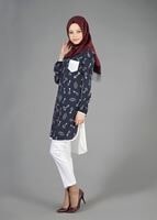 Tesettür giyim LACİVERT T 4696 Rosa Tunik-Alv Fashion