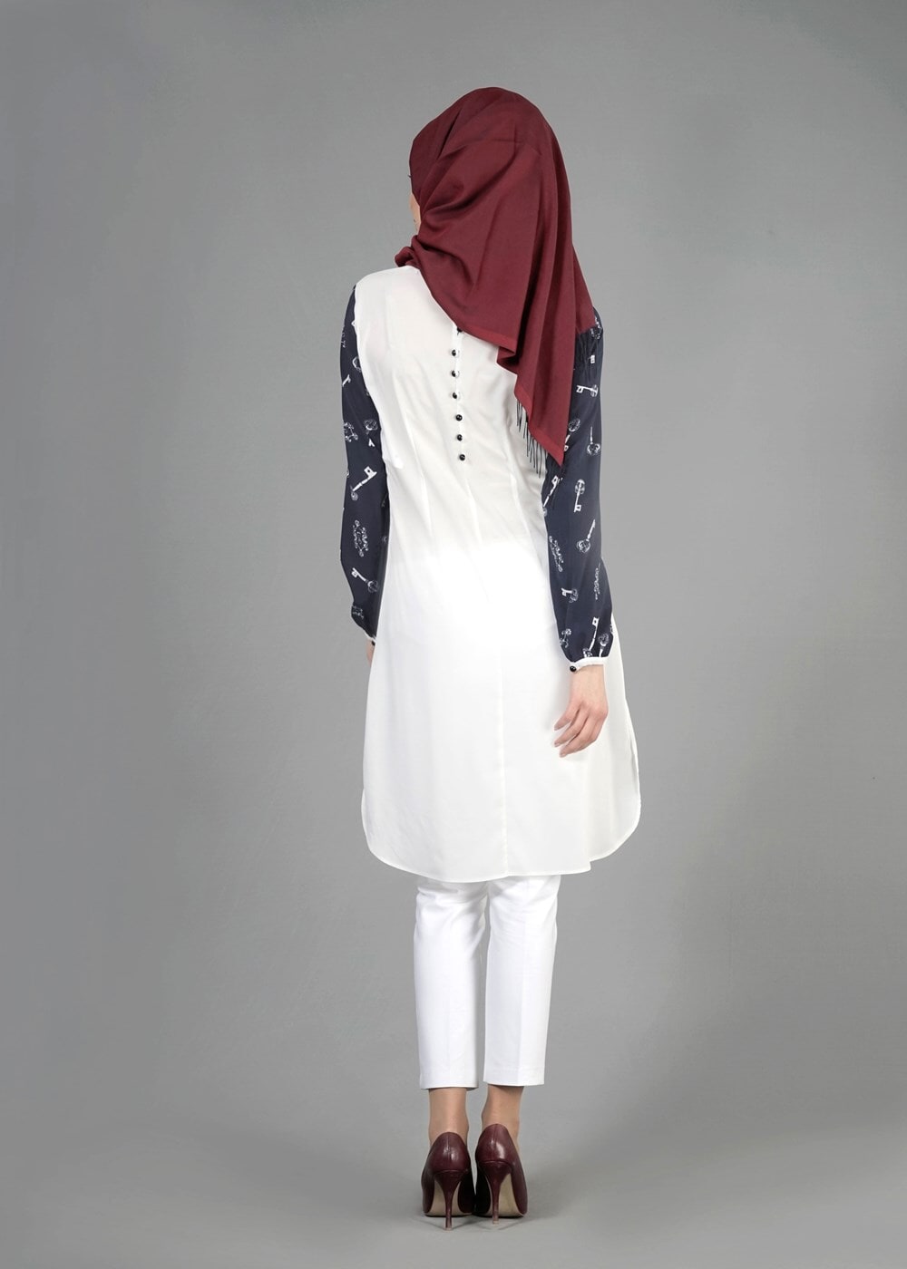 Tesettür giyim LACİVERT T 4696 Rosa Tunik-Alv Fashion
