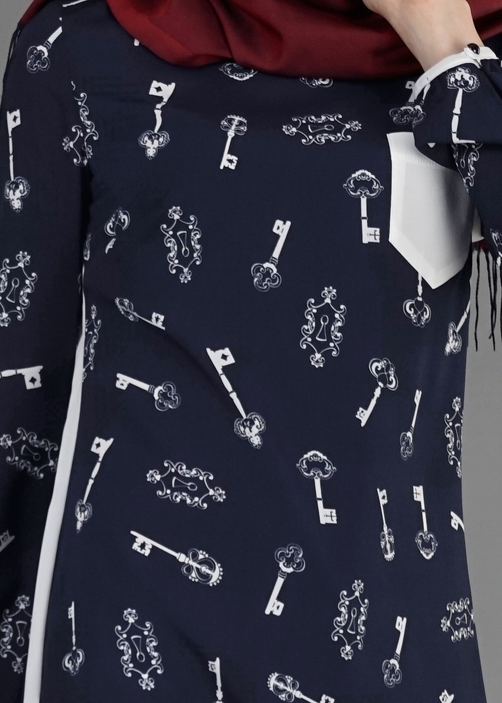 Tesettür giyim LACİVERT T 4696 Rosa Tunik-Alv Fashion