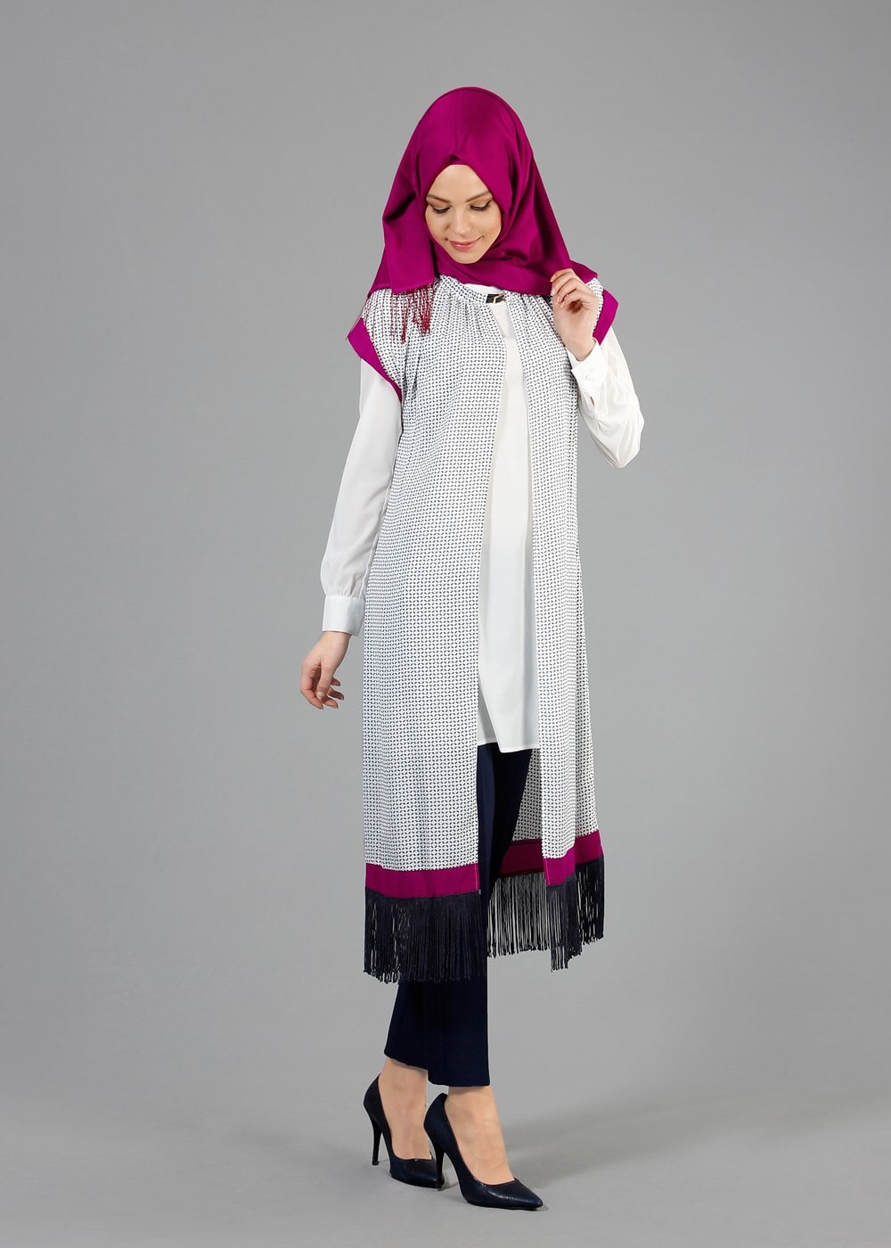 Hijab clothing CREAM T 4710 Maglia Tesettür Tunik-Alv Fashion