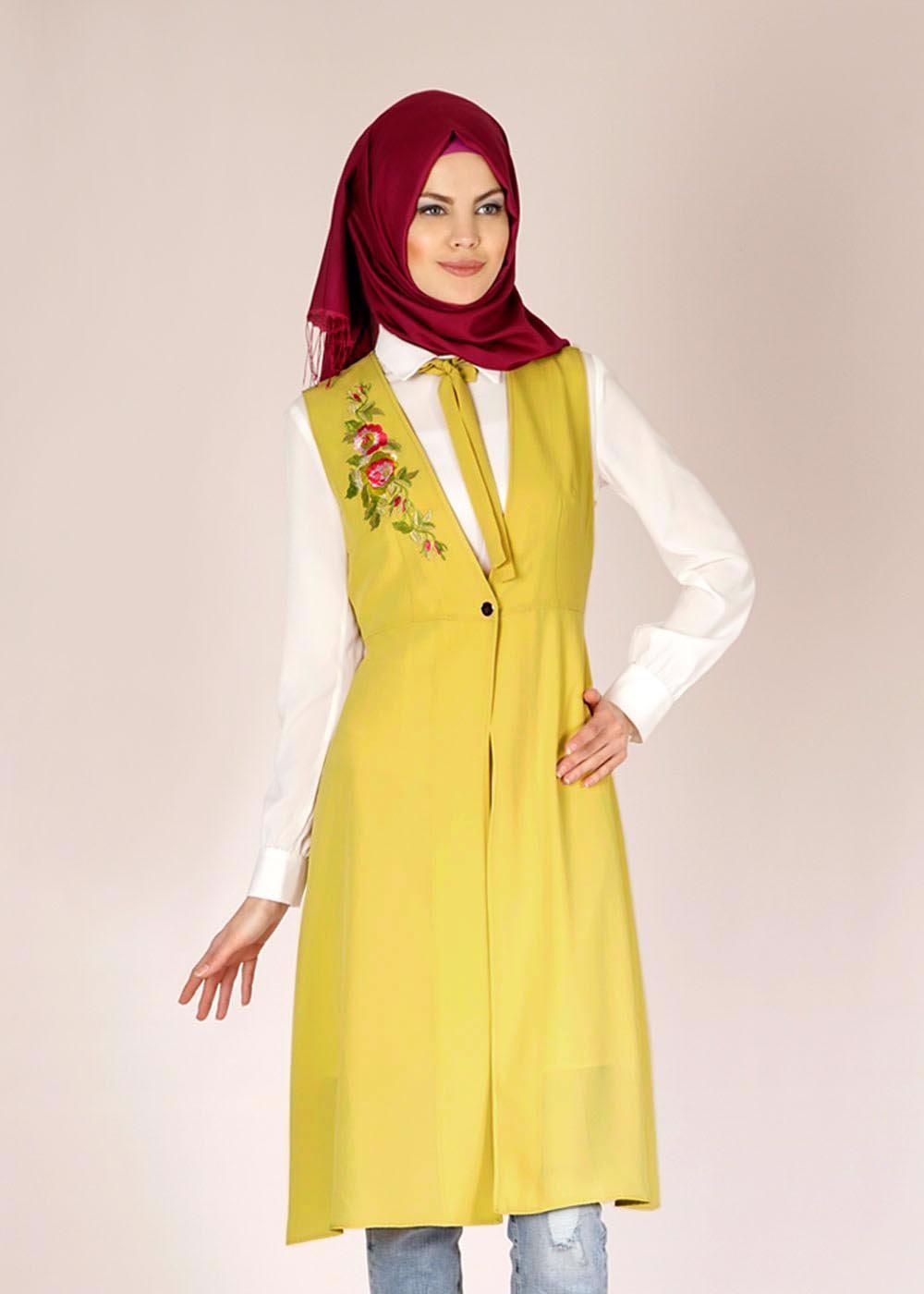 Tesettür giyim YEŞİL T 4714 New Loren 2&prime;li Tunik-Alv Fashion