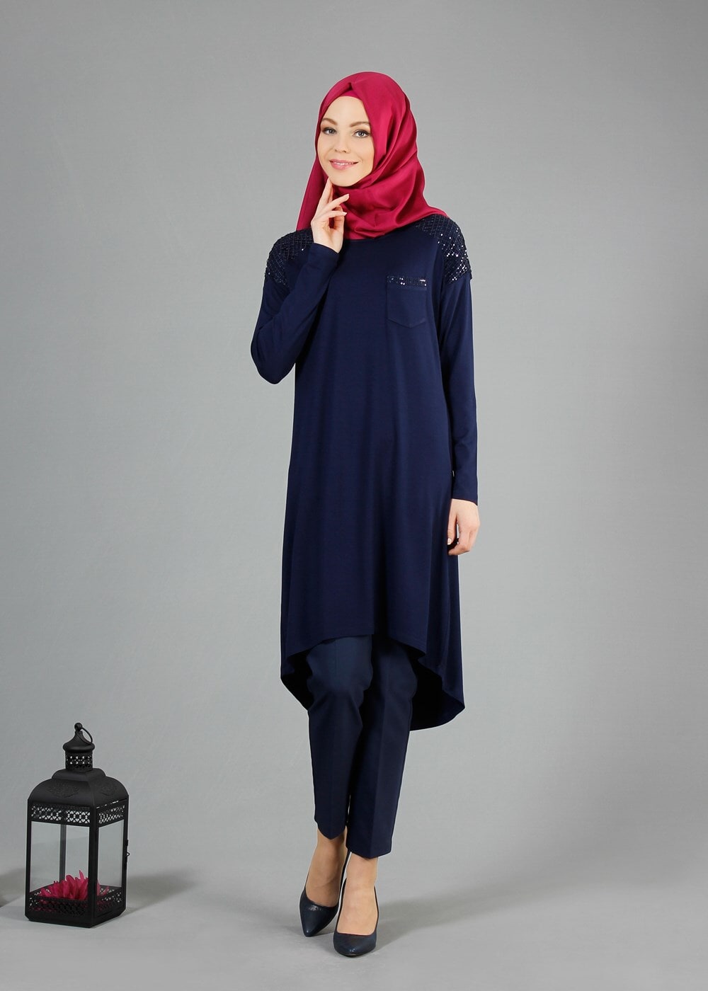 Tesettür giyim LACİVERT T 4721 New Viscon Lycra-Alv Fashion