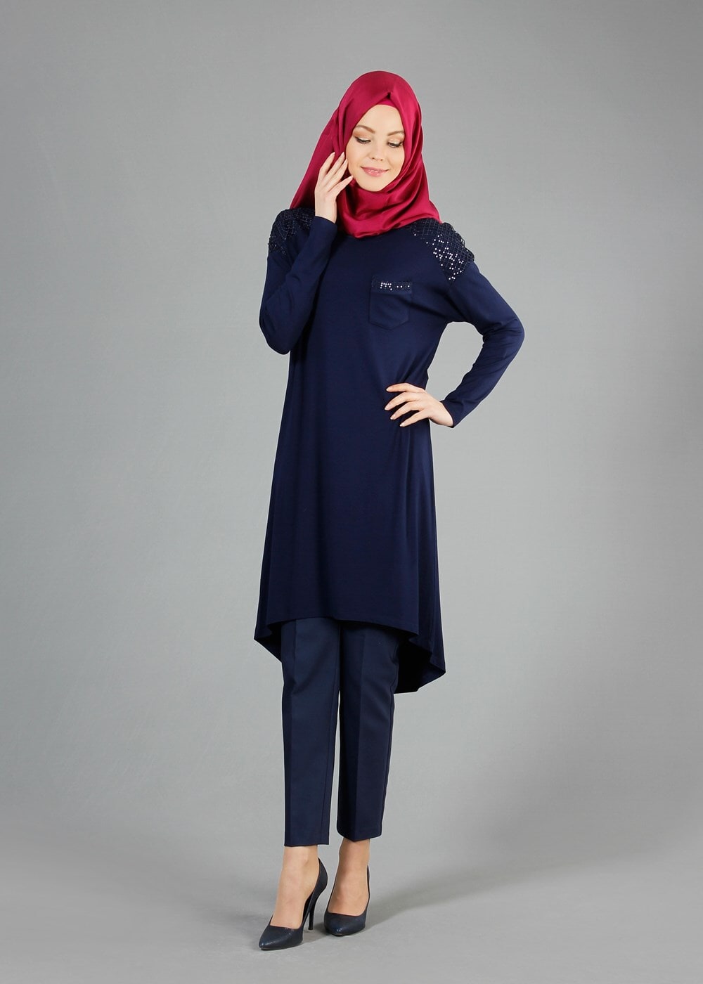 Tesettür giyim LACİVERT T 4721 New Viscon Lycra-Alv Fashion