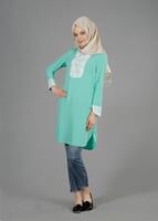 Tesettür giyim YEŞİL T 4730 Okyanus Tesettür Tunik-Alv Fashion