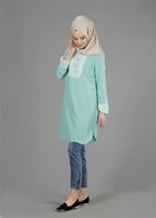 Tesettür giyim YEŞİL T 4730 Okyanus Tesettür Tunik-Alv Fashion