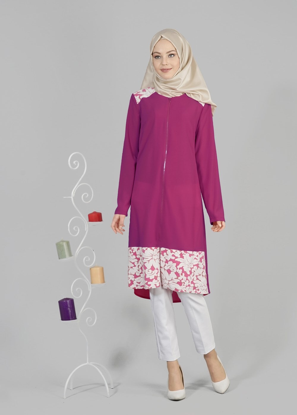 Tesettür giyim FUŞYA T 4912 Nişantaşı Tesettür Tunik-Alv Fashion