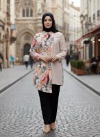 Tesettür giyim MERCAN ALVİNA DESENLİ GÖMLEK YAKA TUNİK T 4918