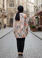 Tesettür giyim MERCAN ALVİNA DESENLİ GÖMLEK YAKA TUNİK T 4918