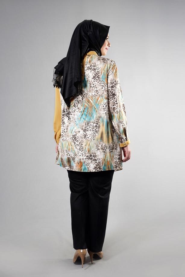 Vêtements hijab VERT T 4918 Silky Crep Tesettür Tunik-Alv Fashion - TRENDTESETTÜR