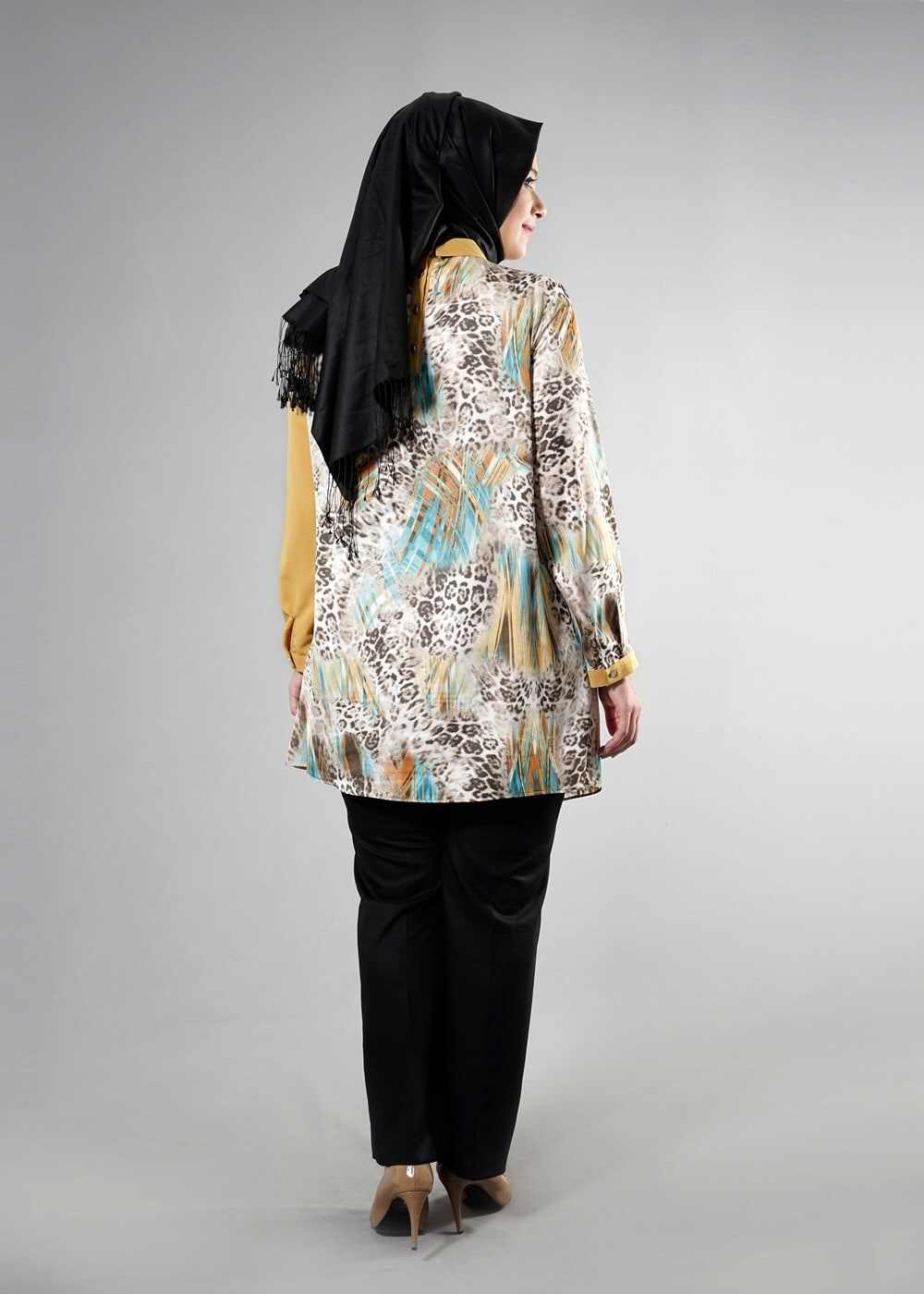 Tesettür giyim YEŞİL T 4918 Silky Crep Tesettür Tunik-Alv Fashion