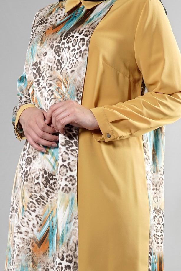 Vêtements hijab VERT T 4918 Silky Crep Tesettür Tunik-Alv Fashion - TRENDTESETTÜR