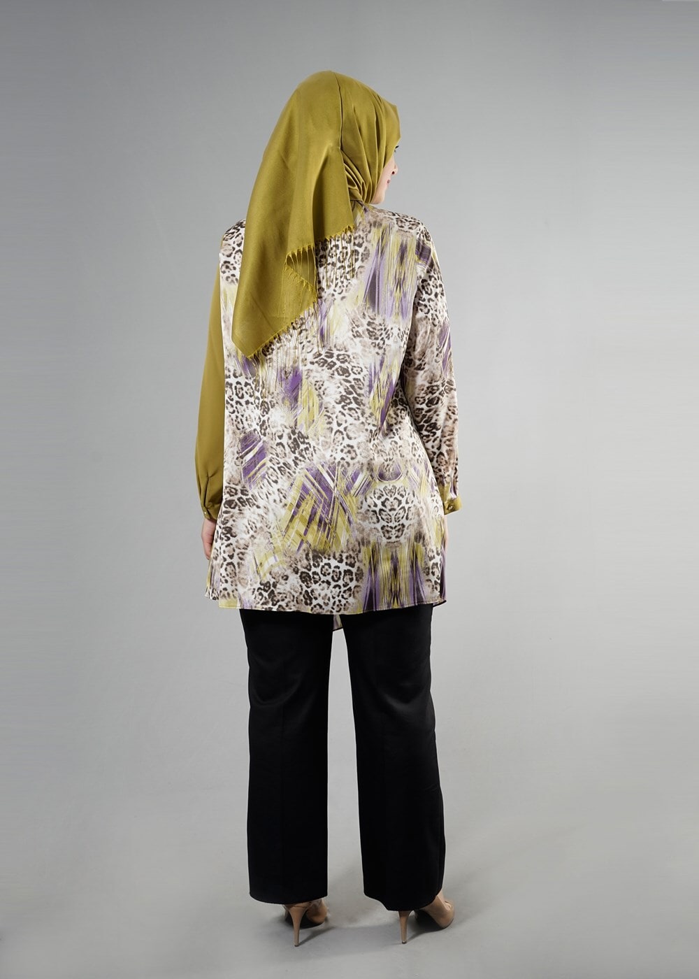 Vêtements hijab VERT T 4918 Silky Crep Tesettür Tunik-Alv Fashion