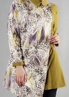 Vêtements hijab VERT T 4918 Silky Crep Tesettür Tunik-Alv Fashion