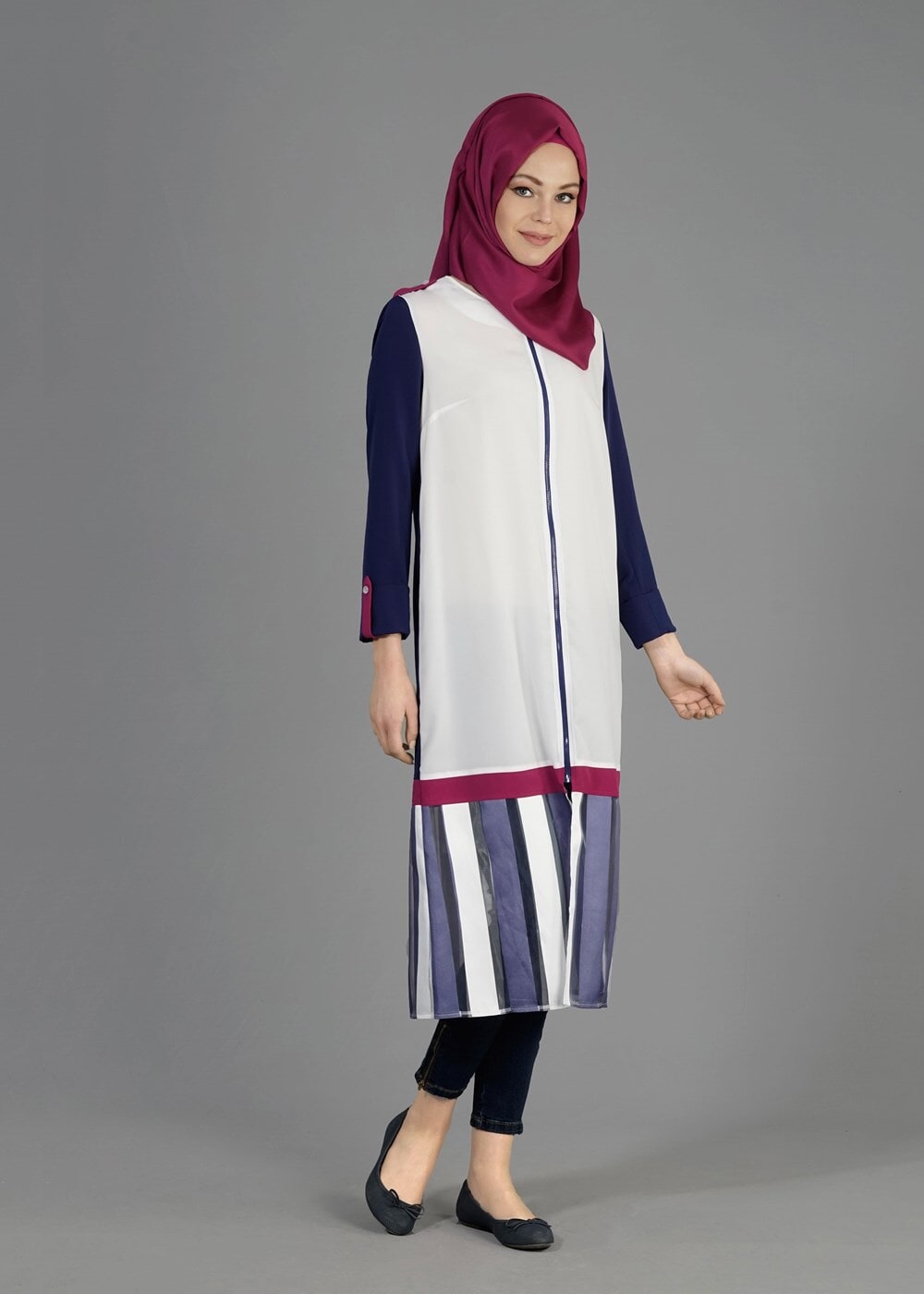 Tesettür giyim LACİVERT T 4925 İndila Tesettür Tunik-Alv Fashion