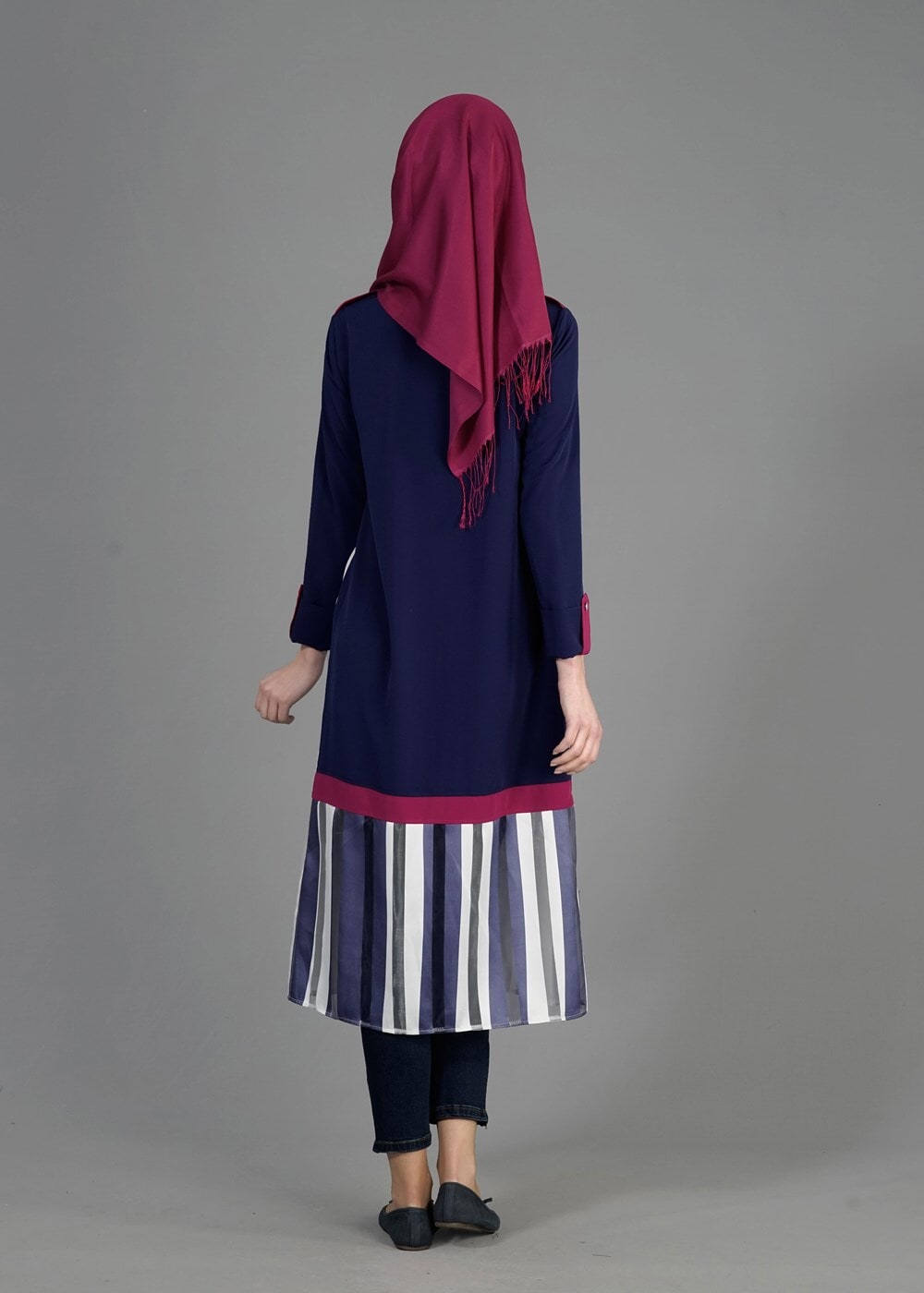 Tesettür giyim LACİVERT T 4925 İndila Tesettür Tunik-Alv Fashion