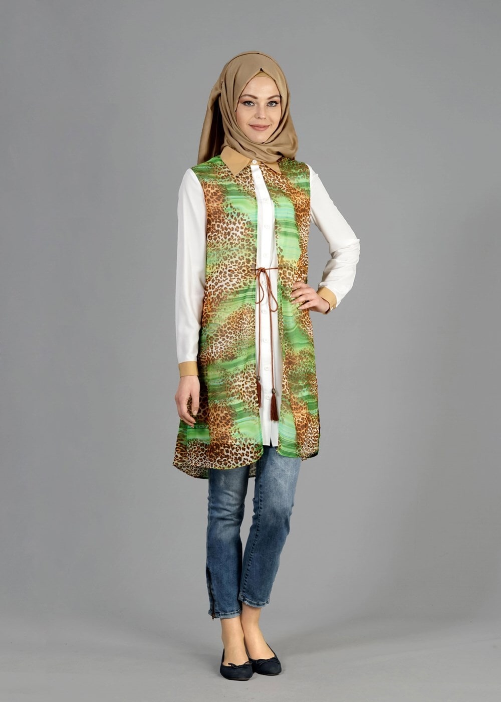 Tesettür giyim YEŞİL T 4947 Neptün Tesettür Tunik-Alv Fashion