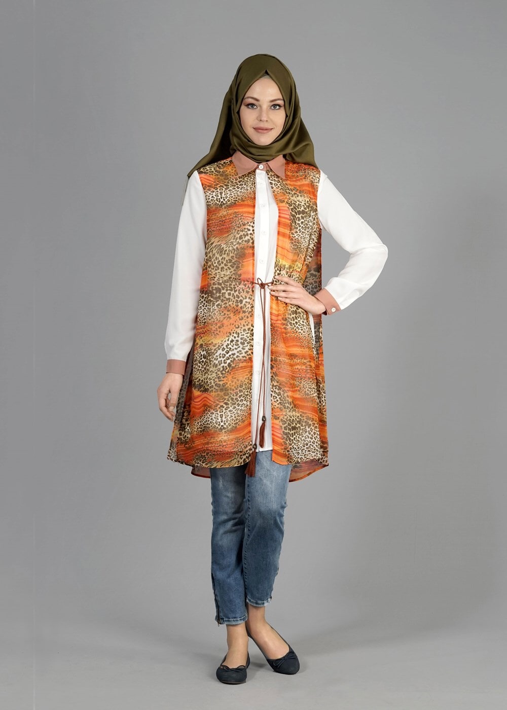 Tesettür giyim TURUNCU T 4947 Neptün Tesettür Tunik-Alv Fashion