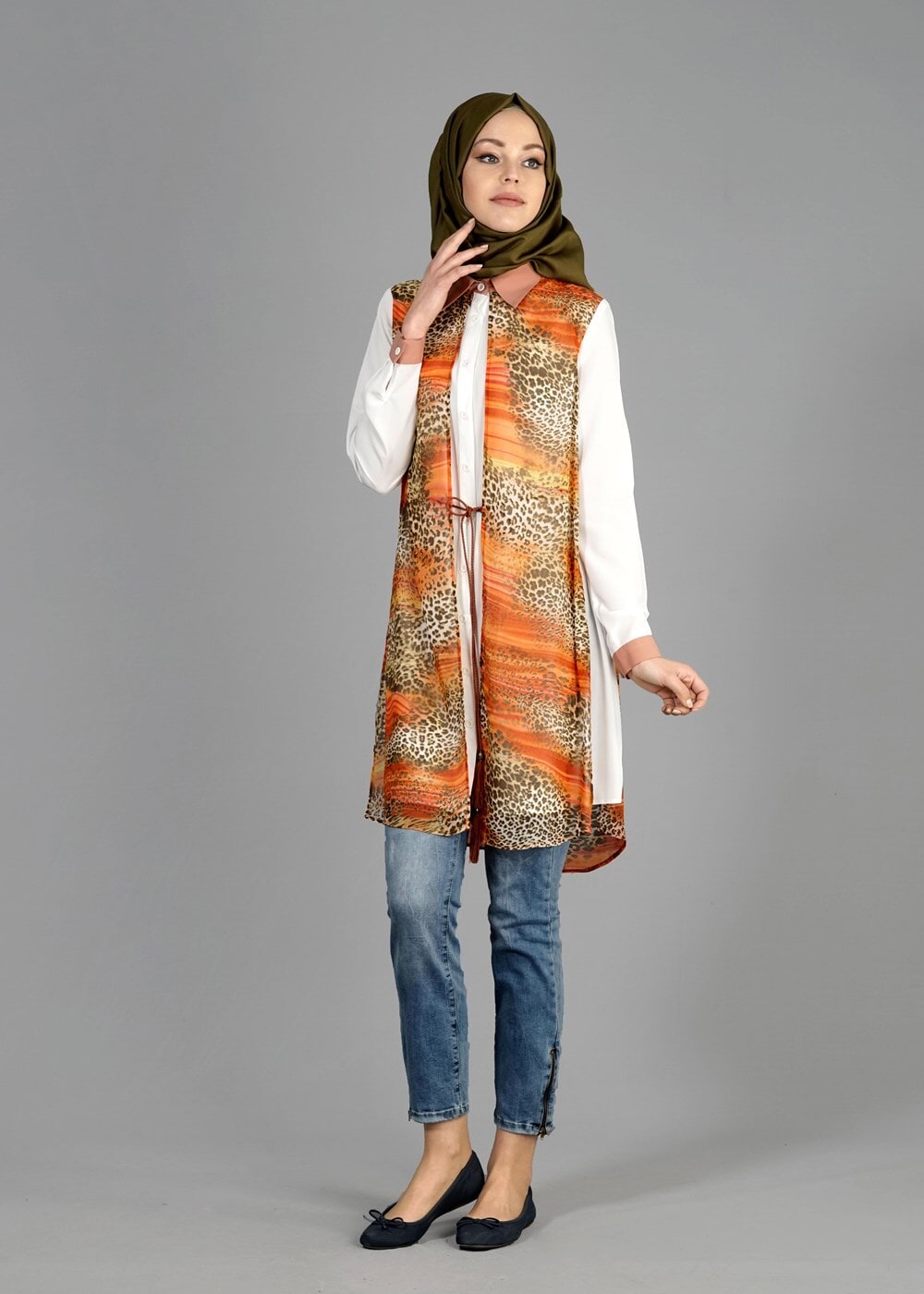 Tesettür giyim TURUNCU T 4947 Neptün Tesettür Tunik-Alv Fashion