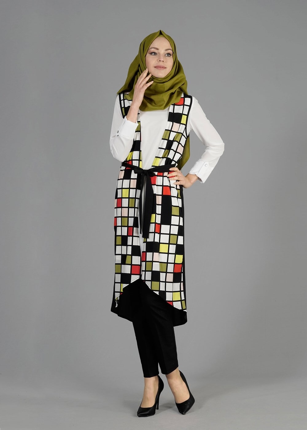 Tesettür giyim KIRMIZI T 4951 Lavin 2 li Tesettür Tunik-Alv Fashion