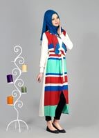 Tesettür giyim KIRMIZI RENKLİ ŞERİTLİ CEKET 4952 