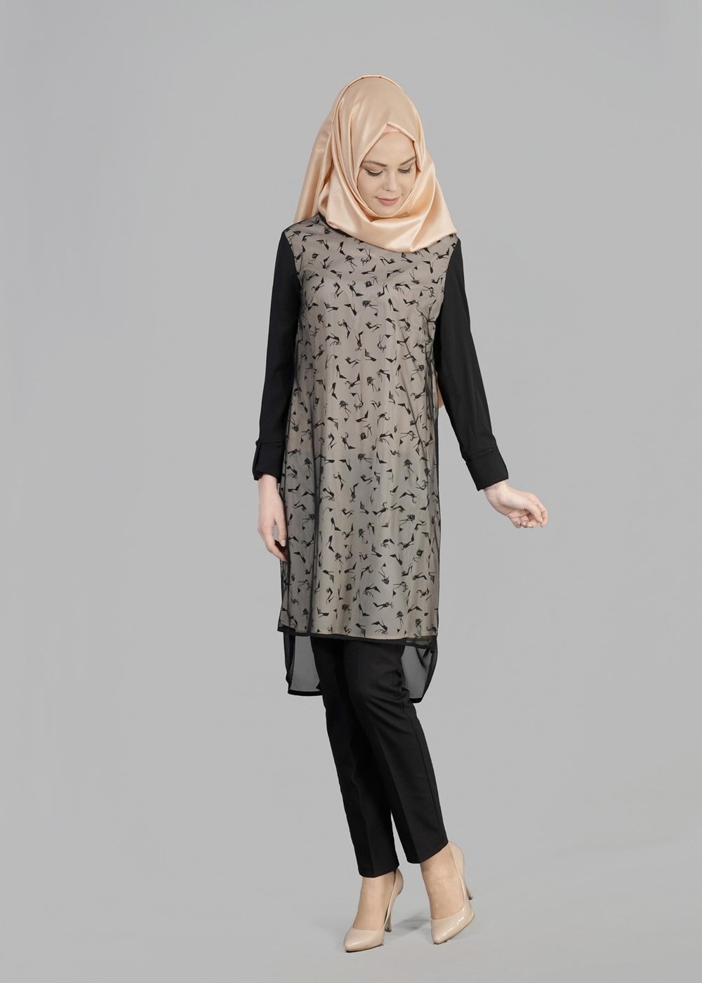 Tesettür giyim PUDRA T 4956 Rosa Tesettür Tunik-Alv Fashion