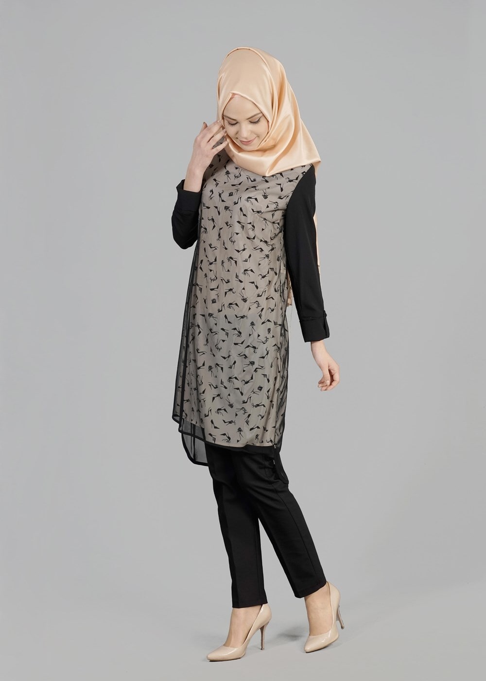 Tesettür giyim PUDRA T 4956 Rosa Tesettür Tunik-Alv Fashion