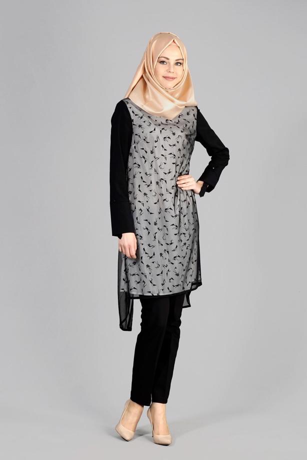 Tesettür giyim  T 4956 Rosa Tesettür Tunik-Alv Fashion - TRENDTESETTÜR