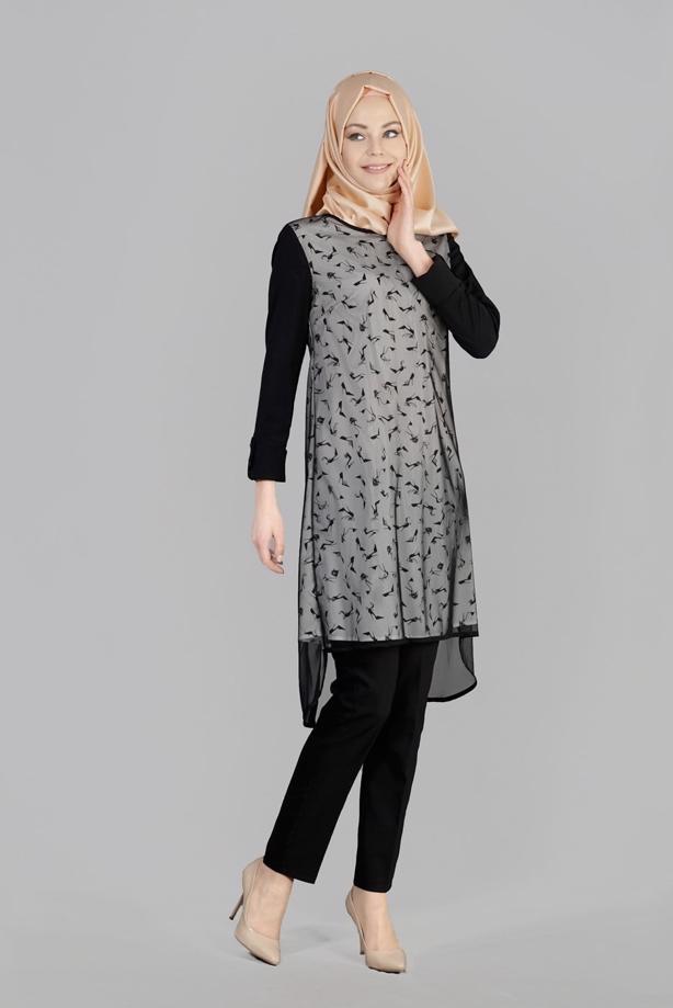 Tesettür giyim  T 4956 Rosa Tesettür Tunik-Alv Fashion - TRENDTESETTÜR