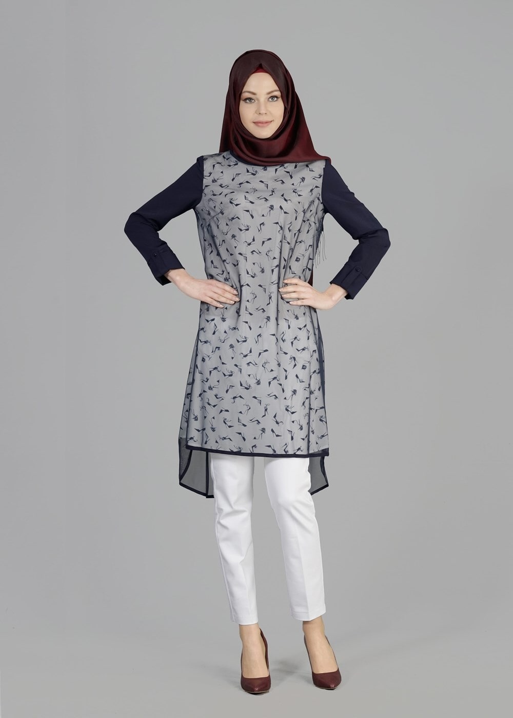 Tesettür giyim KREM T 4956 Rosa Tesettür Tunik-Alv Fashion