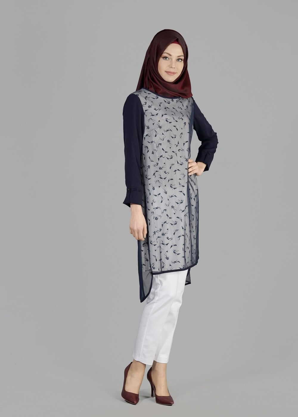 Tesettür giyim KREM T 4956 Rosa Tesettür Tunik-Alv Fashion