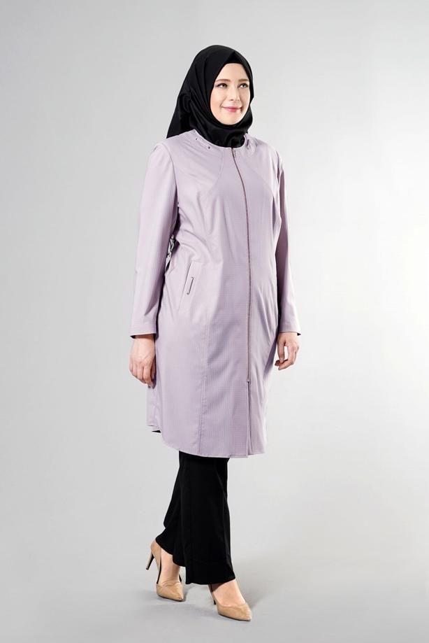 Vêtements hijab POUDRE T 1529-1 Söğüt Tesettür Trench-Alv Fashion - TRENDTESETTÜR