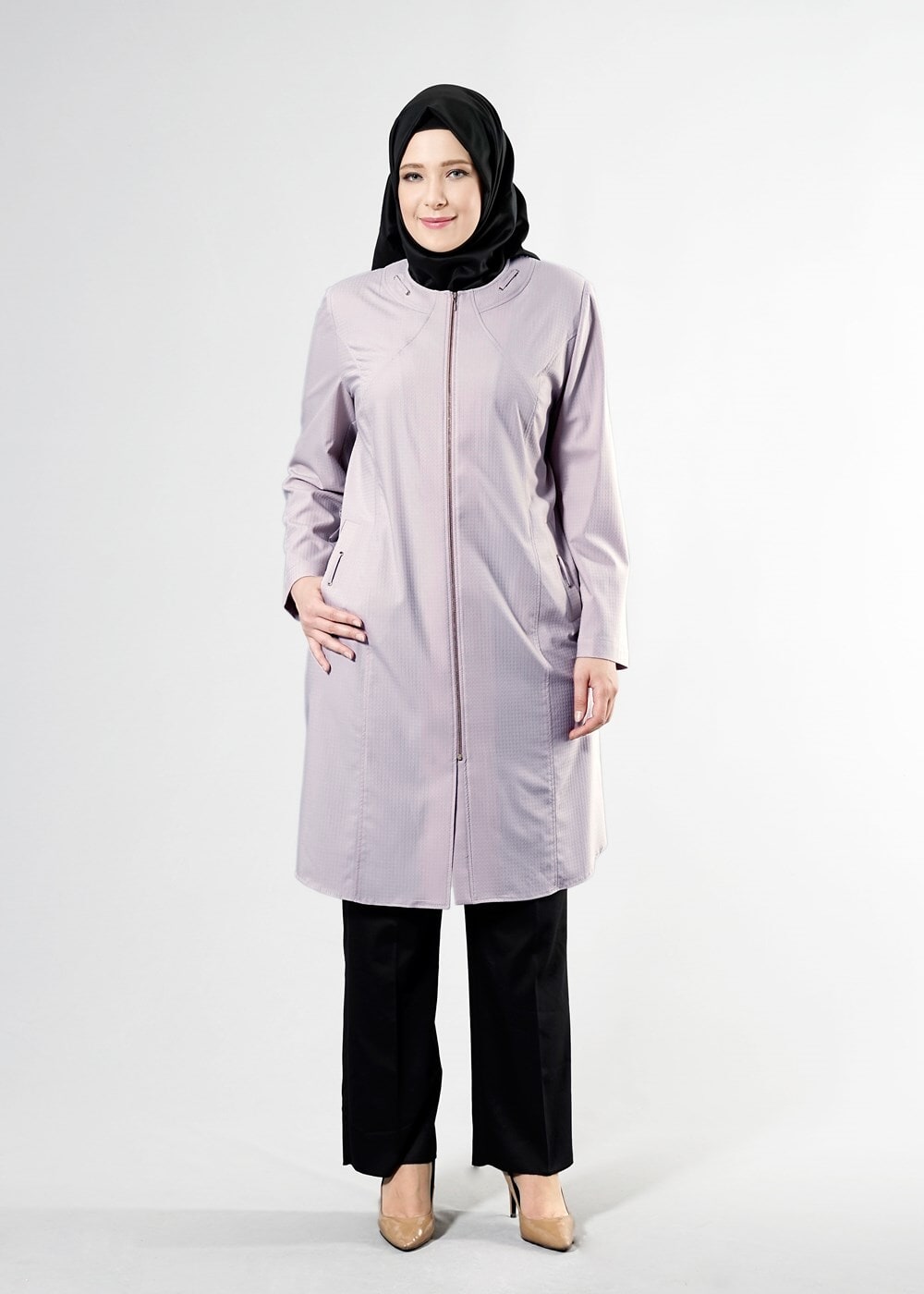 Hijab clothing POWDER T 1529-1 Söğüt Tesettür Trench-Alv Fashion