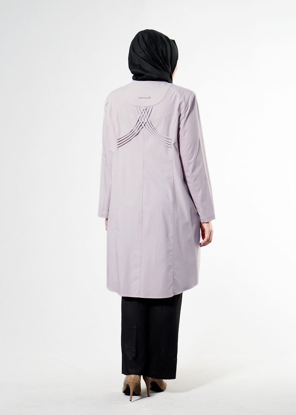 Tesettür giyim PUDRA T 1529-1 Söğüt Tesettür Trench-Alv Fashion