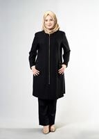 Hijab clothing BLACK T 1529 Duke Tesettür Trench-Alv Fashion