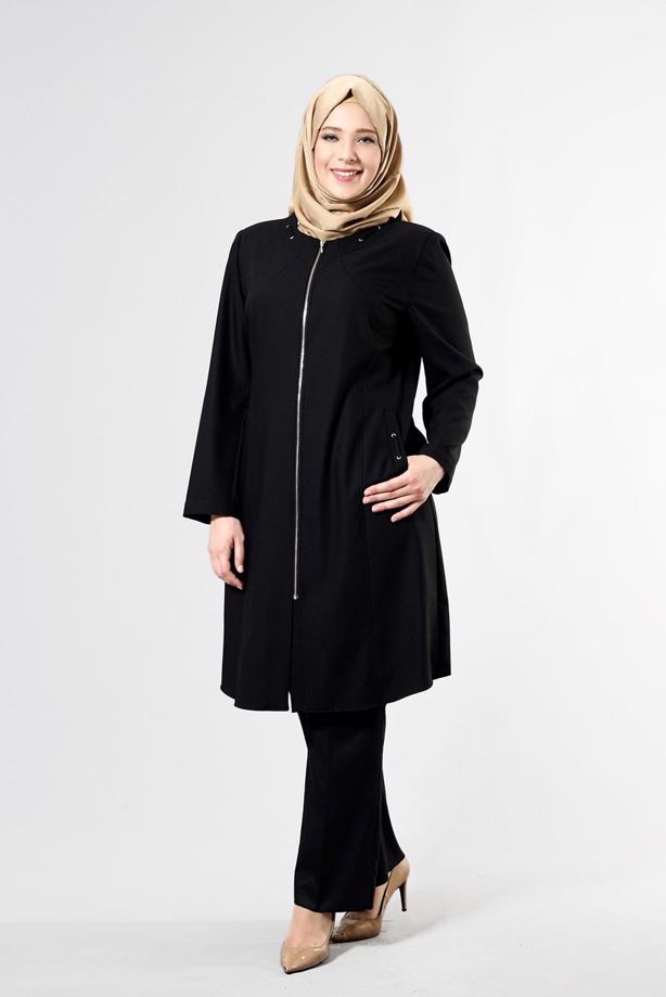 Vêtements hijab NOIR T 1529 Duke Tesettür Trench-Alv Fashion - TRENDTESETTÜR