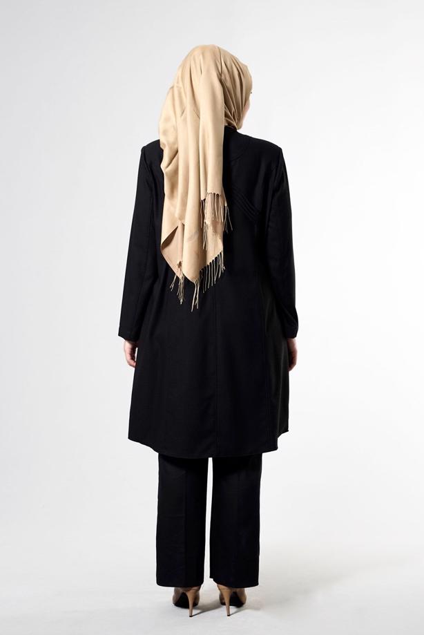 Vêtements hijab NOIR T 1529 Duke Tesettür Trench-Alv Fashion - TRENDTESETTÜR