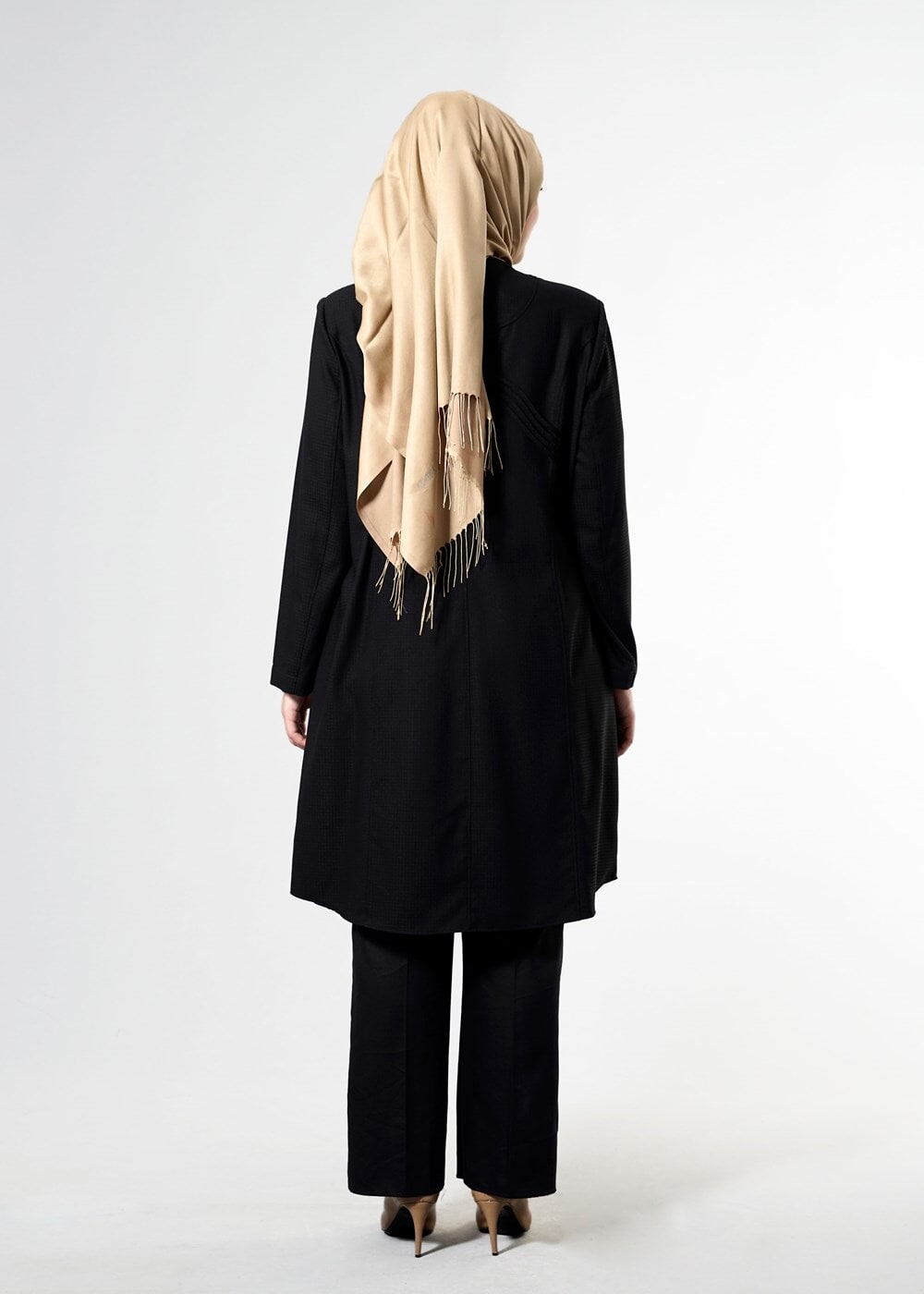 Hijab clothing BLACK T 1529 Duke Tesettür Trench-Alv Fashion