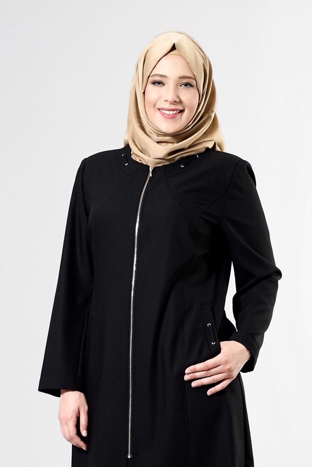 Vêtements hijab NOIR T 1529 Duke Tesettür Trench-Alv Fashion - TRENDTESETTÜR